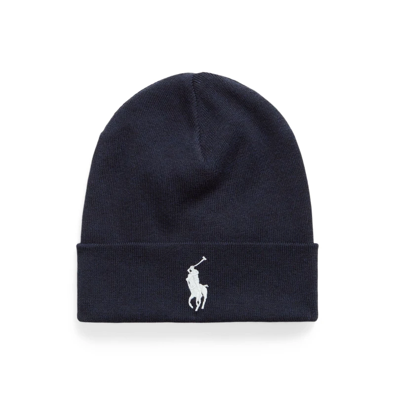 Image of Polo Ralph Lauren Combed Cotton Beanie Navy Hthr/Cream unisex One Size