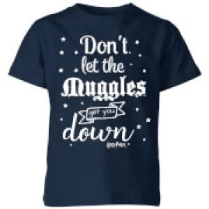 Image of Harry Potter Don't Let The Muggles Get You Down Kids T-Shirt - Navy - 3-4 Years - Navy