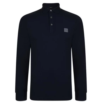 Image of Boss Passerby Long Sleeve Polo Shirt - Blue