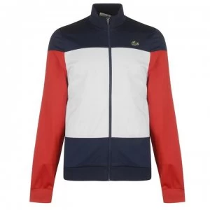 Image of Lacoste Mens Colour Block Technical Pique Zip Tennis Jacket - Navy/Wht/Red