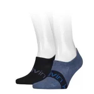 Image of Calvin Klein Klein Logo Foot Socks 2 Pack Mens - Blue