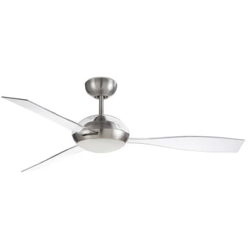 Image of Leds-c4 Lighting - LEDS C4 Sirocco 3 Blade 132cm Ceiling Fan with LED Light Satin Nickel, Tranparent Blades