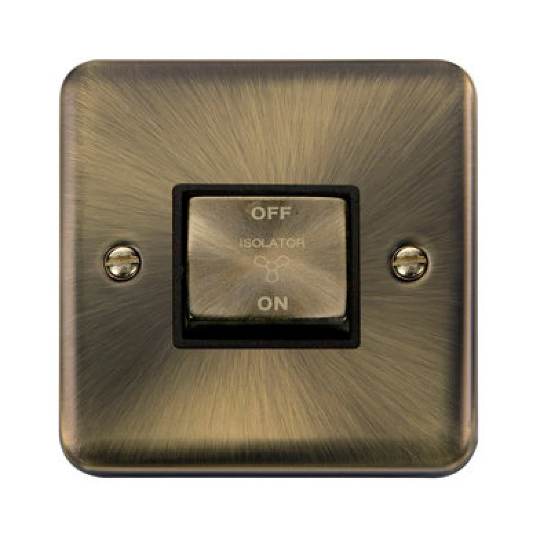 Image of SE Home Curved Antique Brass 10A 1 Gang Ingot 3 Pole Fan Isolation Switch Gold