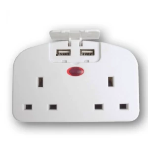 Image of SMJ Twin UK to USA Plug Adaptor with Two USB Ports