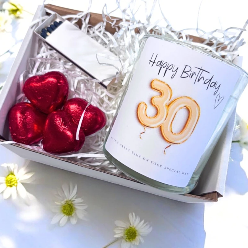 Image of Aye Do Gifts 30th Birthday Gold Balloons Candle Gift Set Birthday Gift for Daughter or Mum