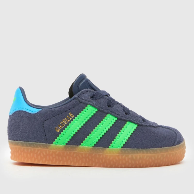 Image of adidas Navy & Green Gazelle Boys Toddler Trainers Navy & Green UK 7 (EU 24)
