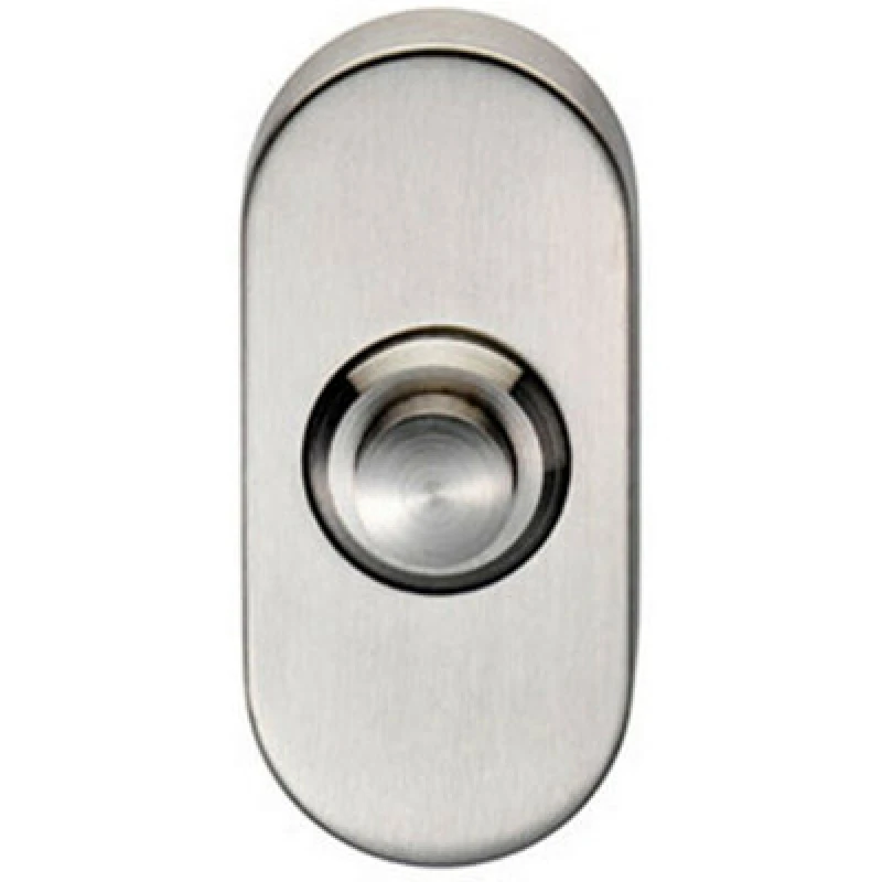 Image of Loops Decorative Door Bell Cover Satin Stainless Steel 64 x 30mm Oval Push Button Metallics unisex