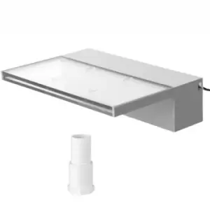 Image of VEVOR Pool Fountain Spillway 11.8x3.2x8.1 Inches, Fountain Spilway Blue Strip LED Light, Pool Waterfall Fountain Solid Acrylic, Pool Waterfall for Gar