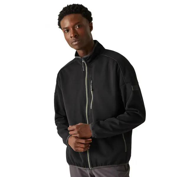 Image of Regatta Mens Kames Full Zip Fleece Jacket 3XL - Chest 49-51' (124.5-129.5cm) Black Marl/Agave Green RMA572-A2L-3XL