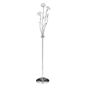 Image of Bellis 3 Light Flower Design Floor Lamp Chrome and Glass, G9