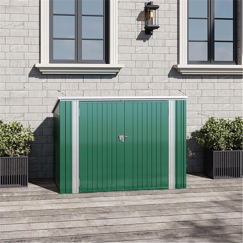 Image of Breeins Outdoor 6x3fts Metal Bike Storage Shed Green Green L