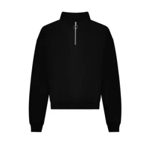 Image of Awdis Womens/Ladies Cropped Sweatshirt (S) (Deep Black)