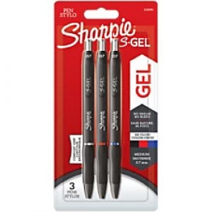 Image of Sharpie Retractable Gel Pen 0.7mm Black, Blue, Red Pack of 3