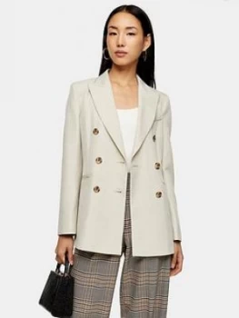 Image of Topshop Six Button Double Breasted Suit Blazer - Ivory, Cream, Size 6, Women
