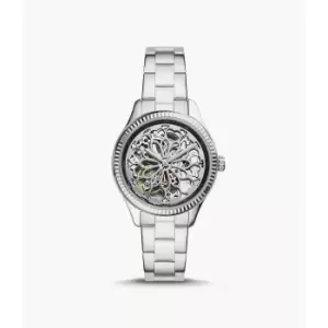 Image of Fossil Womens Rye Automatic Stainless Steel Watch - Silver