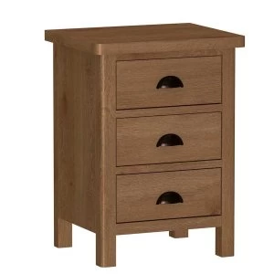 Image of Rosewell Natural Oak 3 Drawer Bedside Cabinet