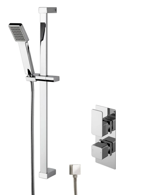 Image of Balterley Empire Concealed Square Twin Valve Slide Rail Kit Shower Bundle Silver