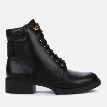 Image of Coach Womens Lorimer Leather Lace Up Boots - Black - UK 4