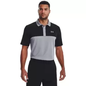 Image of Under Armour Mens Perf 3.0 Color Block Polo Steel/Black M