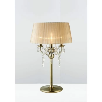 Image of Olivia Table Lamp with Bronze Shade 3 Bulbs Antique Brass / Crystal