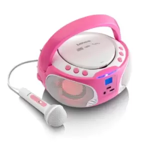 Image of Lenco Portable Radio/CD Player with Microphone - Pink