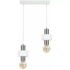 Image of Keter Unica Bar Pendant Ceiling Light White, Silver, 50cm, 2x E27