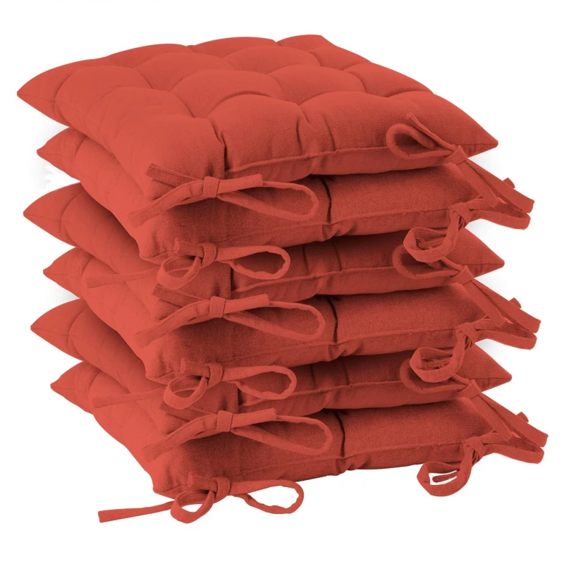 Image of Harbour Housewares Square Garden Chair Seat Cushions - Paprika - Pack Of 6