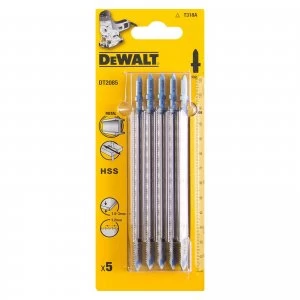 Image of DEWALT T318A HSS Metal Cutting Jigsaw Blades Pack of 5