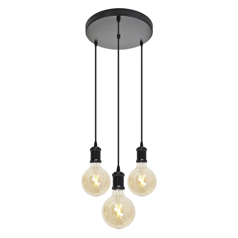 Image of 4lite Decorative 3 Light Circular Ceiling Pendant inc 3x G125 Globe Sm