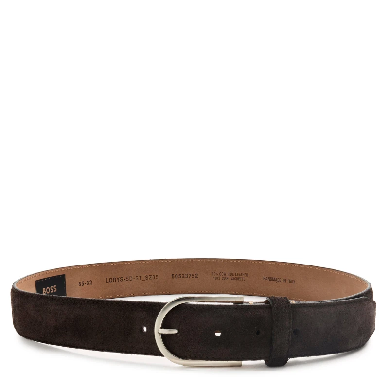 Image of Boss Mens Lorys St Leather Belt Dark Brown male 32R (85cm)
