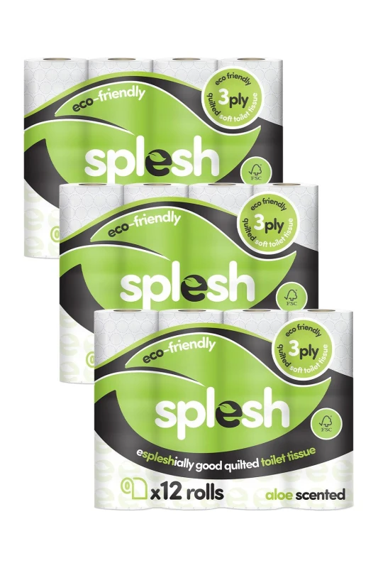 Image of Splesh Toilet Roll' Soft & Quilted, Aloe Vera 36 Rolls in White White Unisex