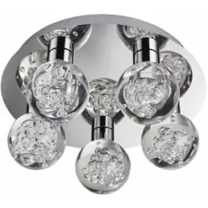 Image of Loops - Flush Bathroom Ceiling Light IP44 Warm White LED Ball 5 Lamp Modern Chrome Round