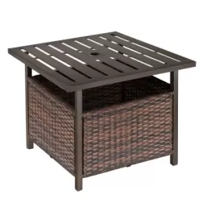 Image of Rattan Outdoor Coffee Table with Umbrella Hole in Brown, Brown