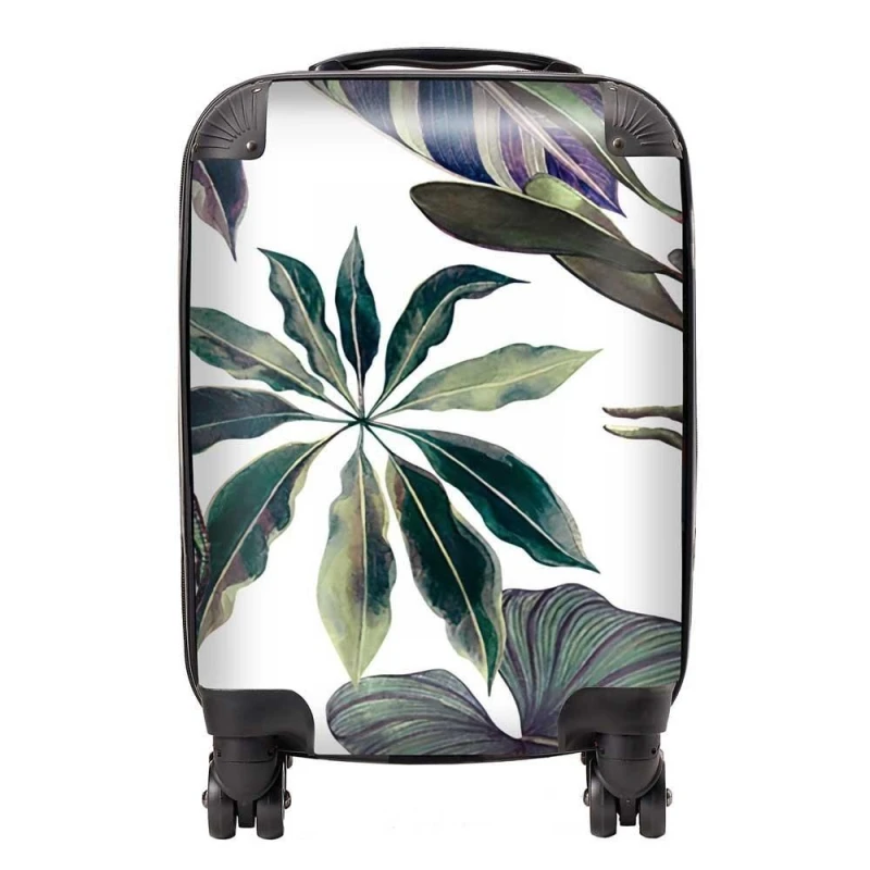 Image of Warren Reed - Designer Watercolor Tropical Leaf Suitcase in Green Size: Medium Green Unisex Medium