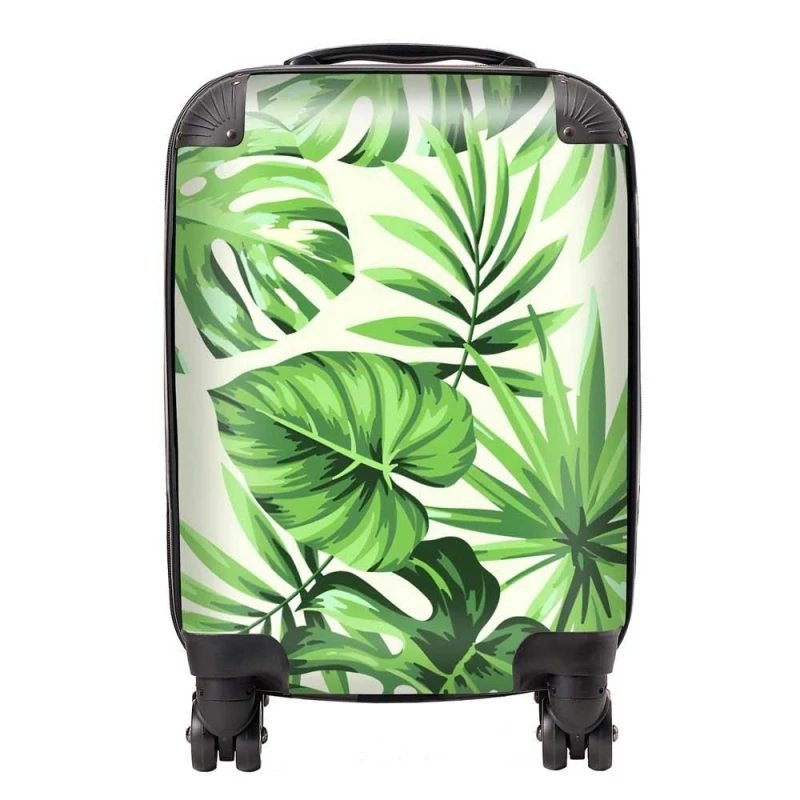 Image of Warren Reed - Designer Exotic Palm Leaves Suitcase in Green Size: Medium Green Unisex Medium