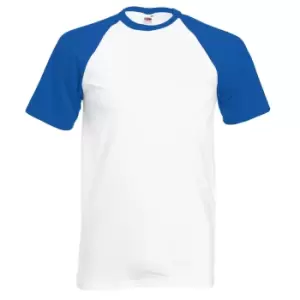 Image of Fruit Of The Loom Mens Short Sleeve Baseball T-Shirt (S) (White/Royal Blue)