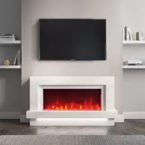 Image of White Freestanding Alexa Electric Fireplace with LED Lights- Amberglo