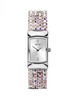 Image of Seksy Seksy Rocks Silver Tank Dial Crystal Set Strap Ladies Watch