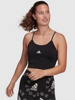Image of adidas adidas Seamless Spaghetti Crop Top - Black, Size L, Women