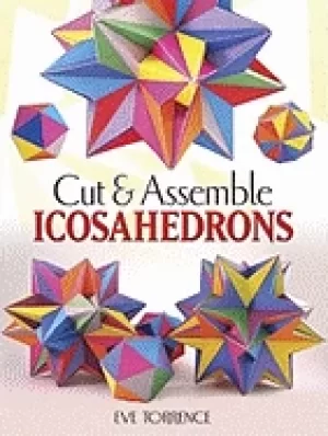 Image of cut and assemble icosahedra twelve models in white and color
