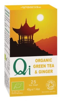 Image of Herbal Health QI Green Tea & Ginger - Organic & Fairtrade - 25 Bags