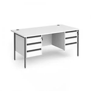 Image of Dams International Straight Desk with White MFC Top and Graphite H-Frame Legs and 2 x 3 Lockable Drawer Pedestals Contract 25 1600 x 800 x 725mm