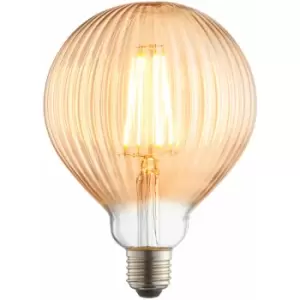 Image of Loops - LED Filament Lamp Bulb Amber Tinted 4W E27 LED Ribbed Glass Gobe Warm White