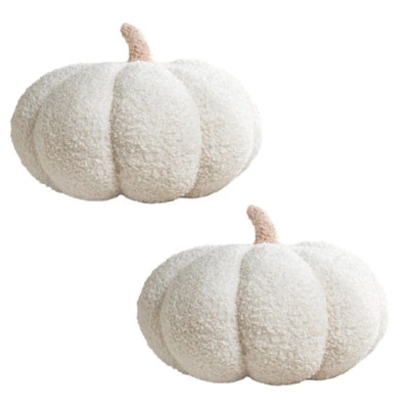 Image of OHS OHS Pumpkin Sofa Cushion Soft Fleece Filled 2 Pack Autumn Plush Home Decor Plump in Cream Cream One Size Unisex 5027434211050