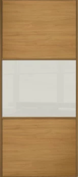 Image of Wickes Sliding Wardrobe Door Wideline Oak Panel and Soft White Glass - 2220 x 610mm