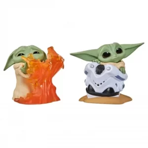 Image of Hasbro Star Wars The Bounty Collection The Child Helmet Hiding Pose and Stopping Fire Pose 2 Pack Figures