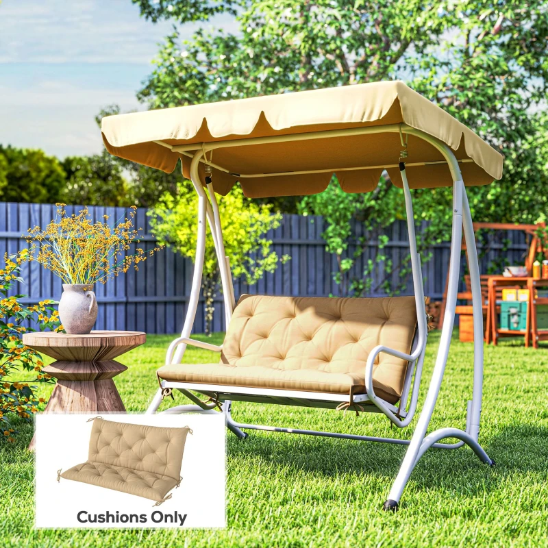 Image of Outsunny 2 Seater Garden Bench Cushion Outdoor Seat Pad with Ties Brown, Brown 84B-137V70KK