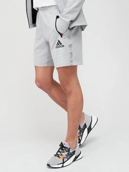 Image of adidas Tape Shorts - Grey Heather Black, Grey Heather/Black Size XS Men
