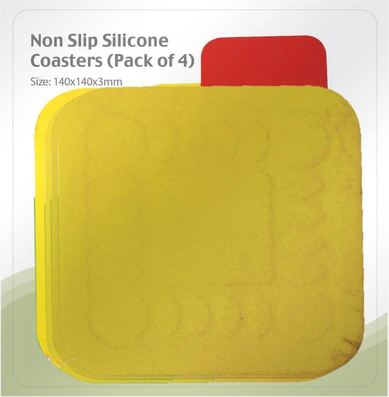 Image of Aidapt 14cm Square Coasters Yellow Yellow