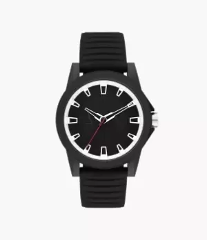 Image of Armani Exchange Mens Armani Exchange Three-Hand Black Silicone Watch